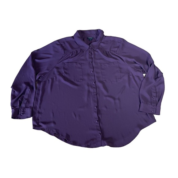 womens torrid semi sheer button down blouse collared shirt plus sz 3X - Picture 4 of 7